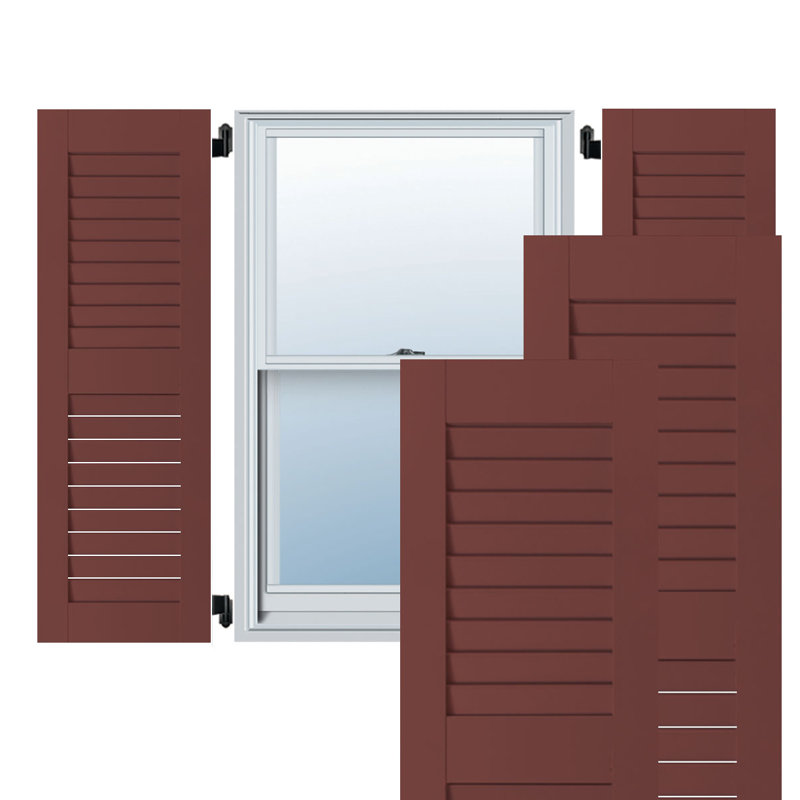 Volets ouverts en acajou Sapele (par paire), Rouge chalet, H 36 po x l 15 po x P 1 po