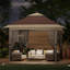 Pavillon de jardin 10 x 10 avec moustiquaire et rideaux - Auvent imperméable avec hauteur et roues réglables-126545374