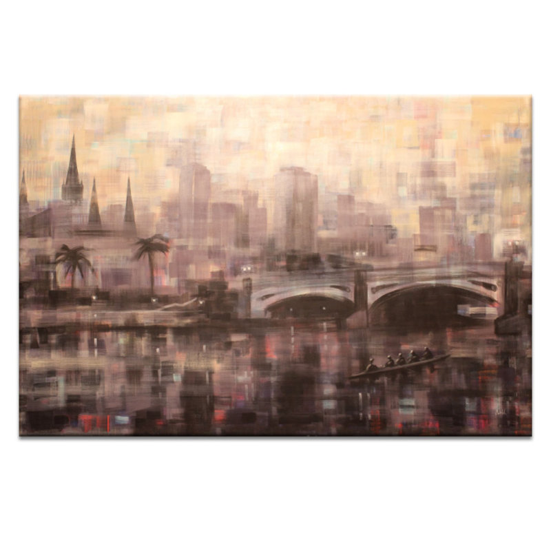 Dusk On The Yarra by Jennifer Webb - Wrapped Canvas Print, 51 cm H x 76 cm W, Brown