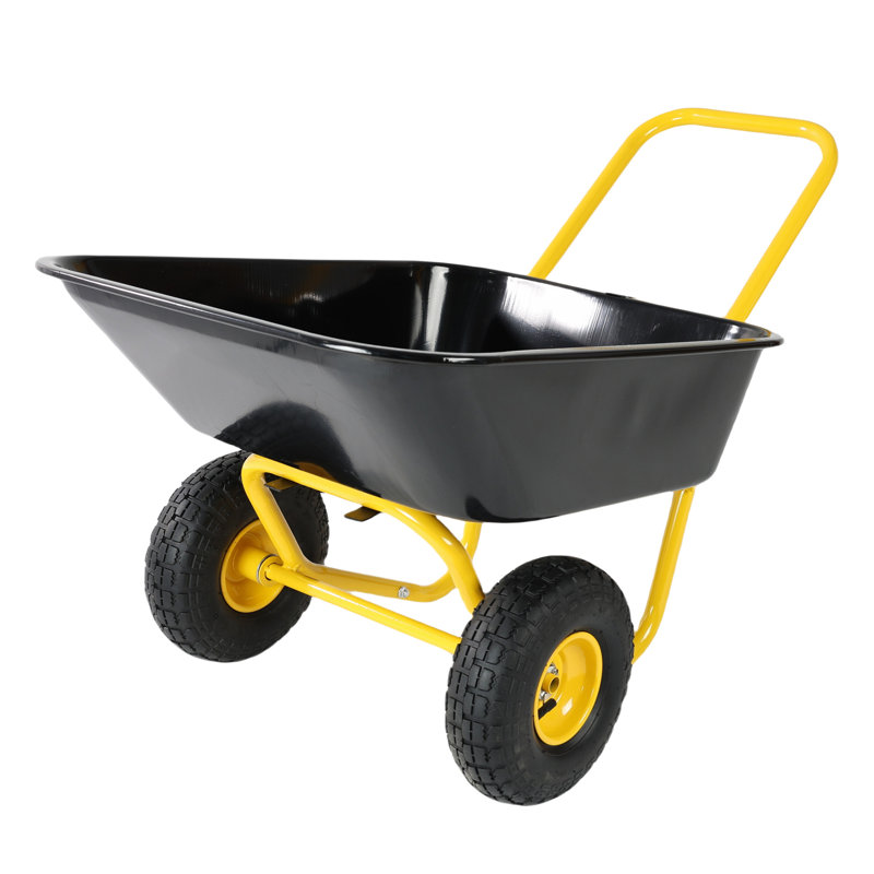 Chariot à deux roues, chariot de jardin, roues pneumatiques de 10 pouces, Jaune / noir