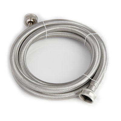 4ft Stainless Steel Washer Water Supply Line With 90 Degree Elbow, F 3/4 C X F 3/4 C, Flexible Inlet Supply Lines For Washer, Universal Fit, Leak-proof
