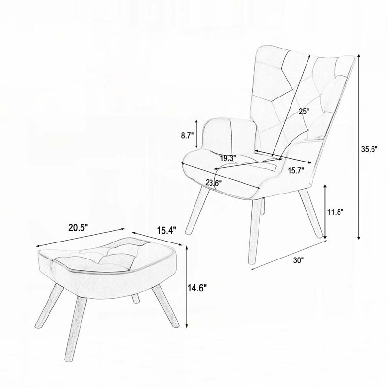 Fauteuil d'appoint avec repose-pieds, Rose