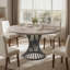 Table de salle à manger ronde de style industriel pour 4 à 6 personnes, table de cuisine de style campagnard avec piètement en métal en forme de sablier-1721449984