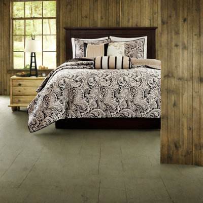 Luxurious 6 Piece Bedding Sets, Cotton Jacquard, Classic Black For Home Comfort