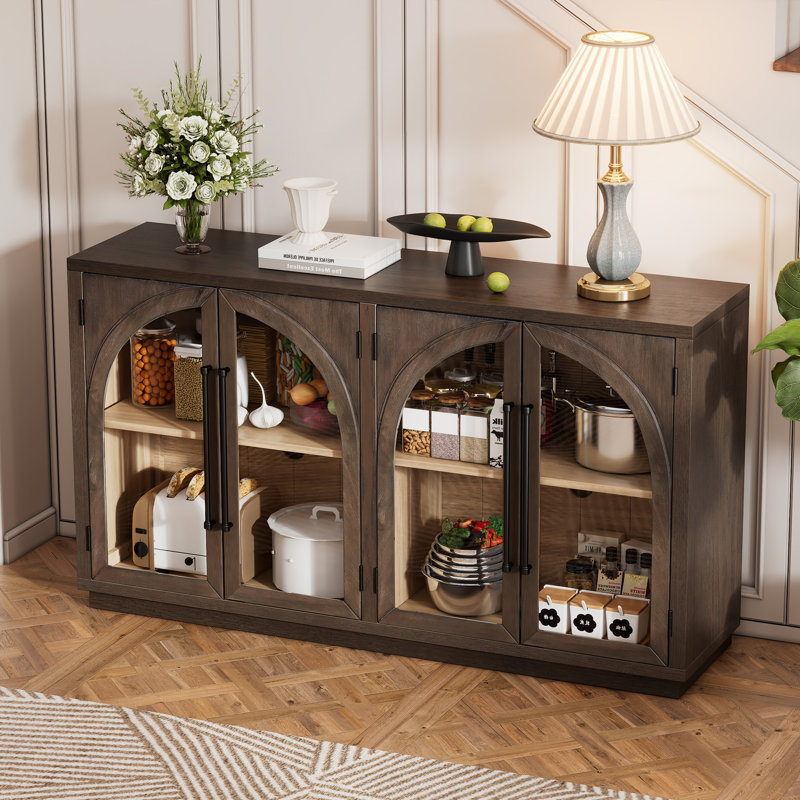 Xian Arched Sideboard with Glass Doors & Adjustable Shelves
