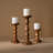 12'' Handcrafted Mango Wood Pillar Candle Holder Set – Rustic 3-Piece Set for LED Candles-767269385