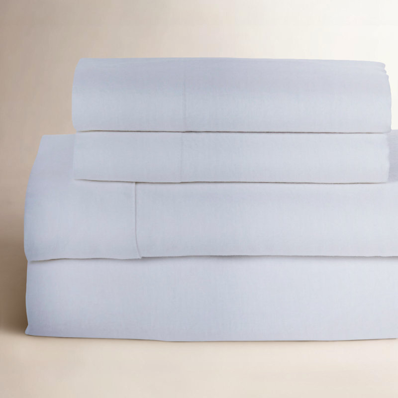 Frazier 100% Linen Machine Woven Sheet Set, Eggshell White, Queen Sheet Set with 2 Pillowcases