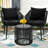 3 Pieces Patio Rattan Bistro Conversation Set, Outdoor All-Weather Wicker Furniture, Black-1271051749