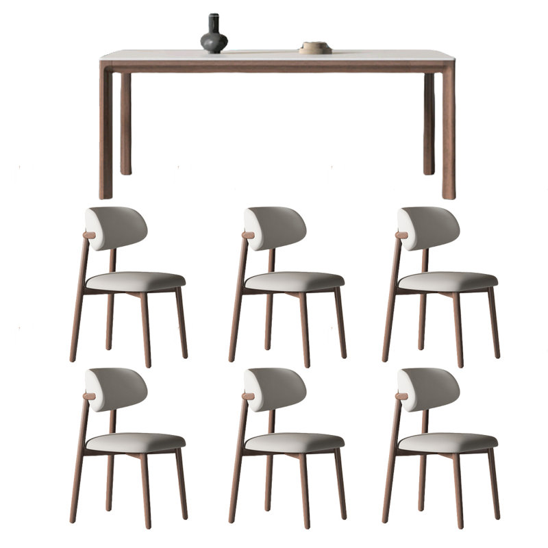 Ensemble de table de salle à manger et de chaises en bois massif, H 29,52 po x L 55,11 po x l 31,49 po