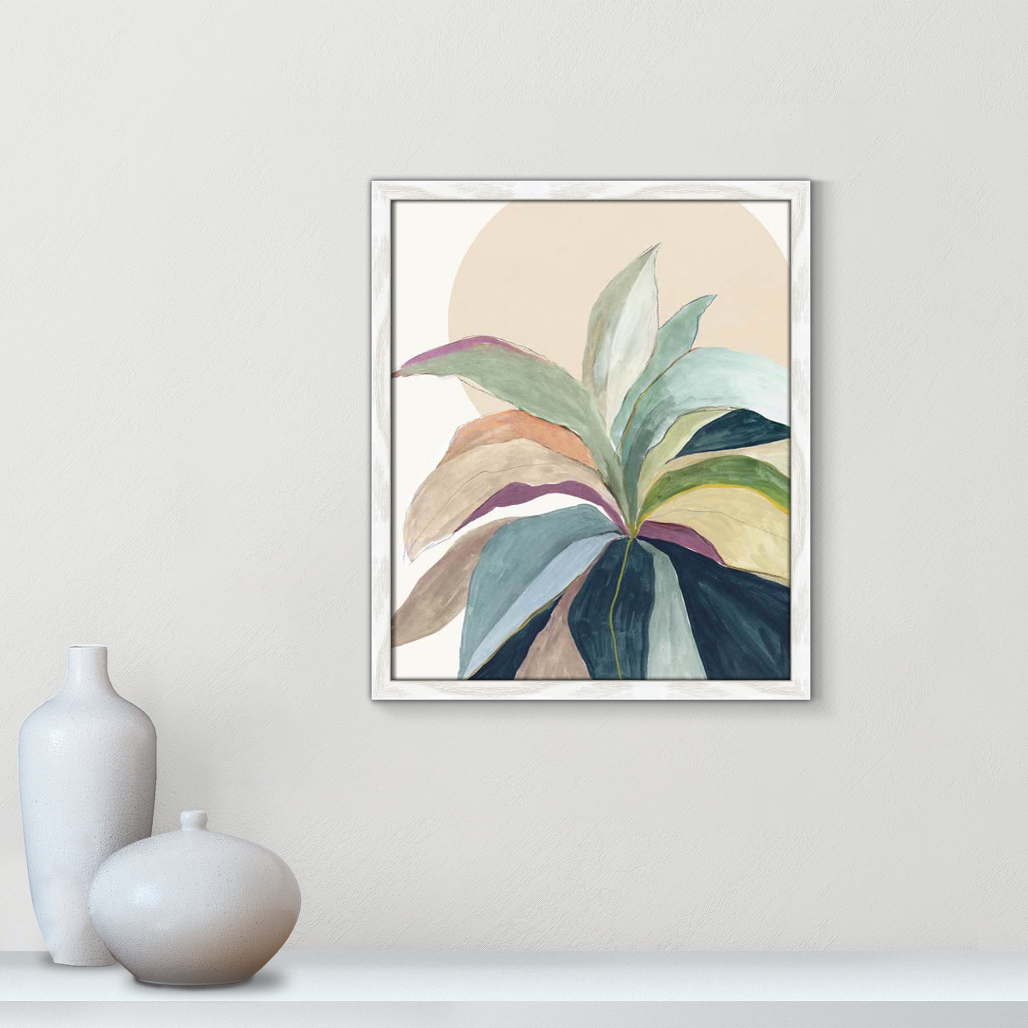 Sunny Bright Leaves II by Asia Jensen, 19" H x 16" W x 0.75" D, White Slim Unmatted Picture Framed