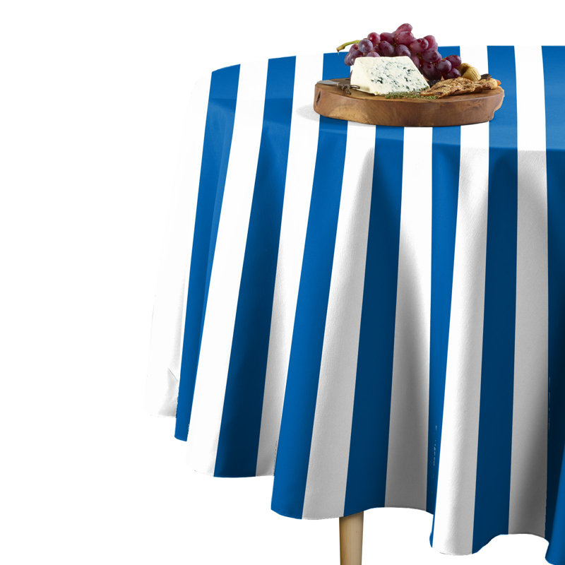 Sam Stripe Tablecloth, 102" L x 102" W, Blue