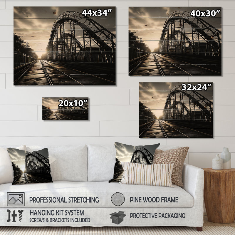 Ombre de montagnes russes Sondos sur bois, H 30 po x l 40 po x P 0,78 po