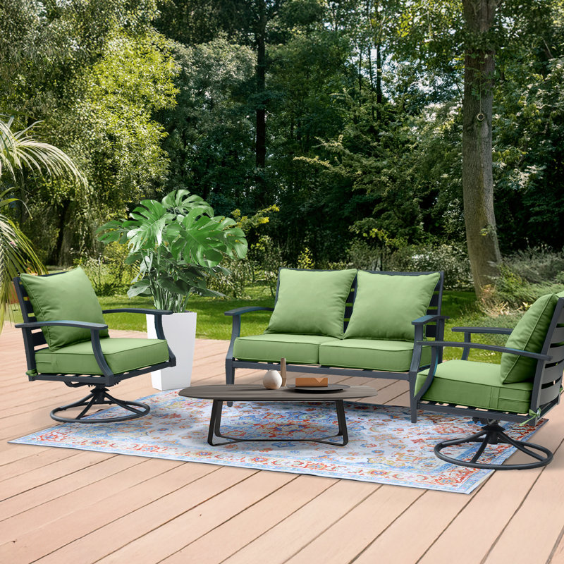 Outdoor Deep Seat Chair Cushion Set, Green, 23" W x 25.5" D