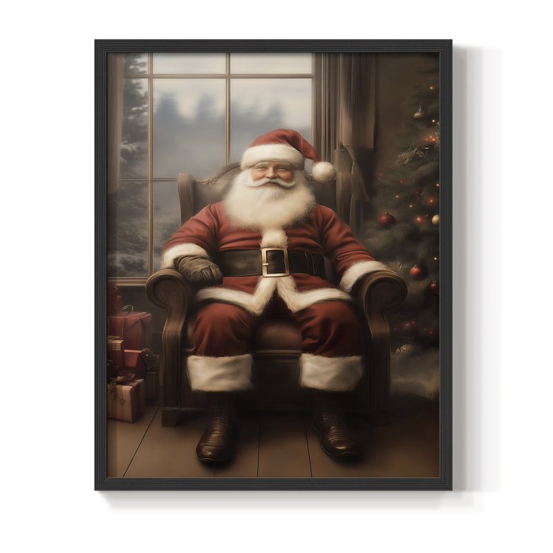 Art des Fêtes de Noël - Série 2 - CDIV, reproduction encadrée - bois massif, H 21 po x l 17 po, Noir, noir, noir, noir