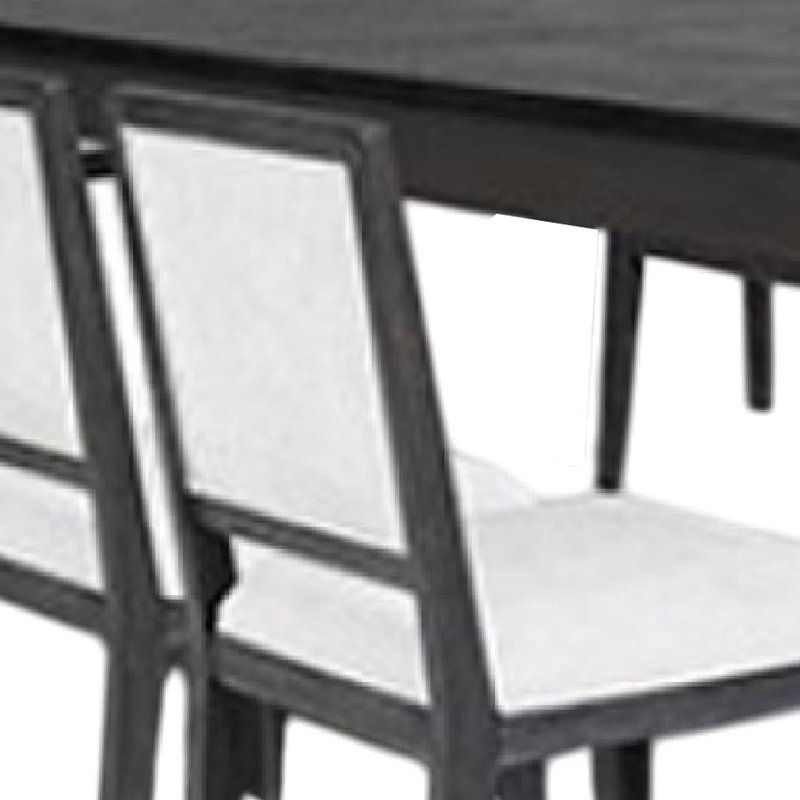 Ensemble de tables de salle à manger Kizie, chaises extensibles en bois de 94 à 118 pouces, Blanc/Noir, 7, Noir