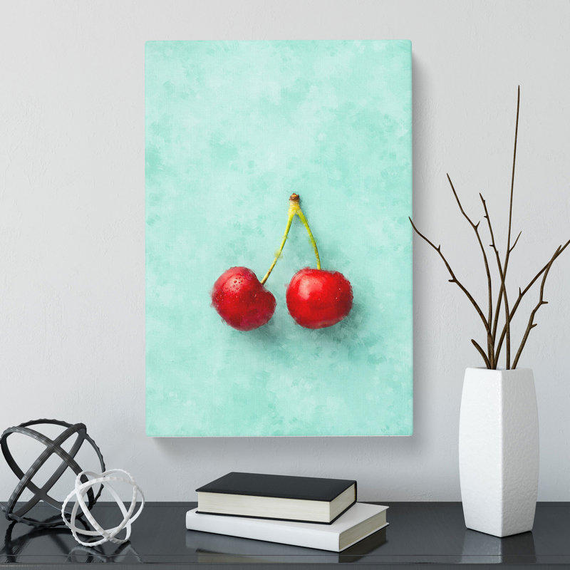 Two Cherries - Wrapped Canvas, 60cm H x 40cm W x 3cm D