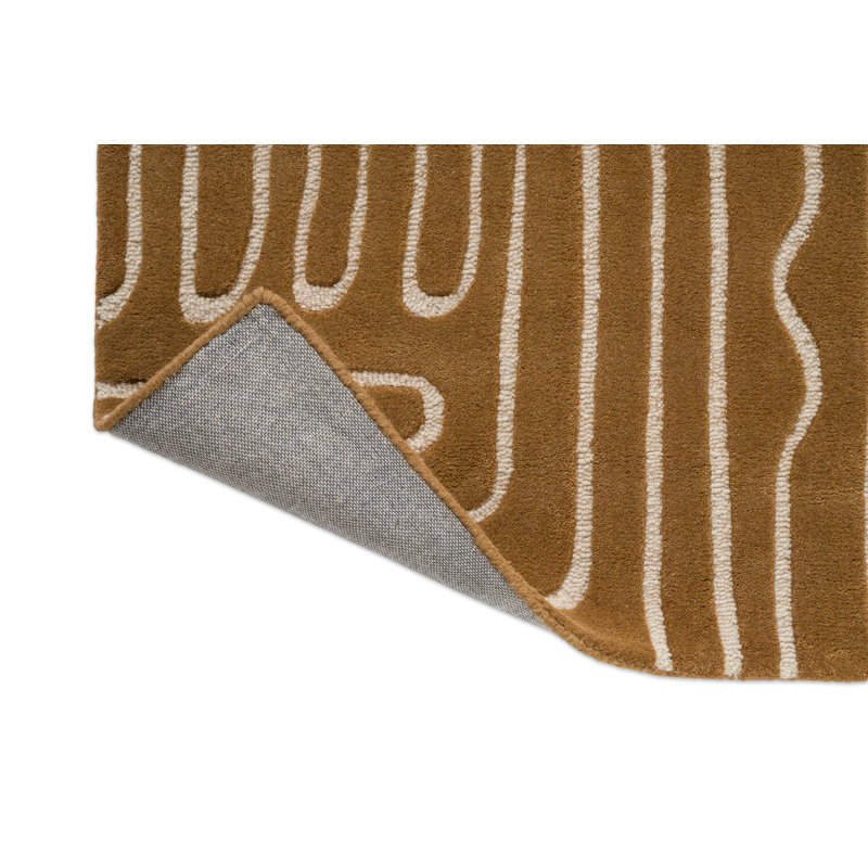 Hollow Handmade Wool Abstract Area Rug, Tan, Runner 2'7'' x 9'10''