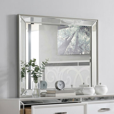 Verre à eau Elara X P 38 po H Miroir rectangulaire transitionnel avec cadre en bois