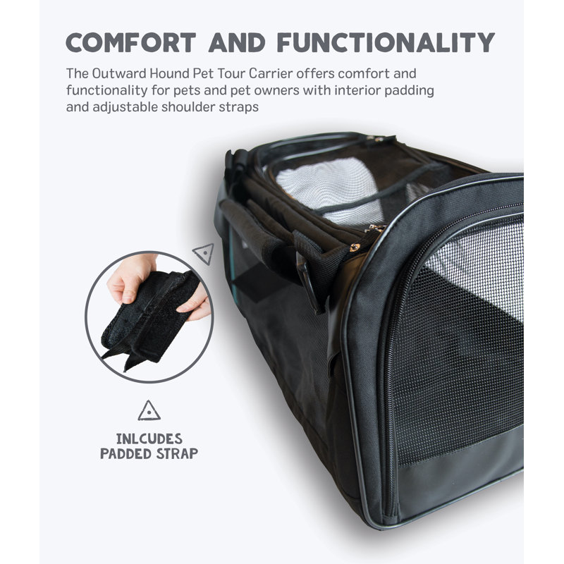 Outward Hound Pet Tour Mesh Travel Pet Carrier for Dog or Cat, Black