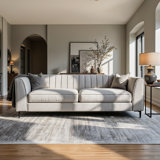 Enigma Upholstered Comfortable Sofa with Channel Tufting, Armrest, Metal Legs