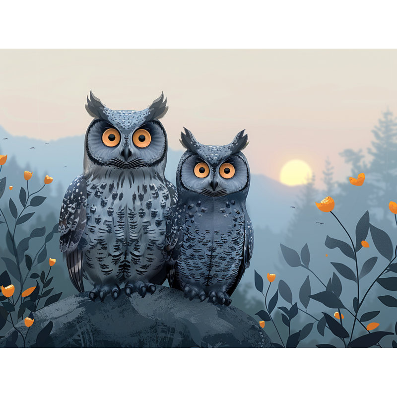 Owls At Dusk Machine Printed Throw Blanket, Queen