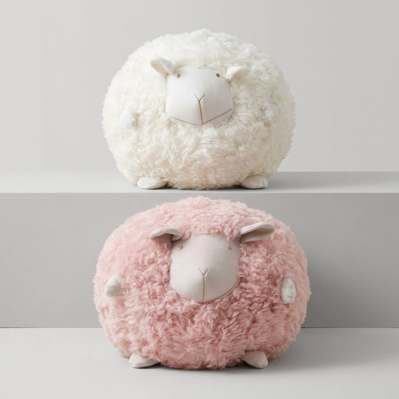 Mongolian Curly Lambskin Plush Sheep Pillow, Black