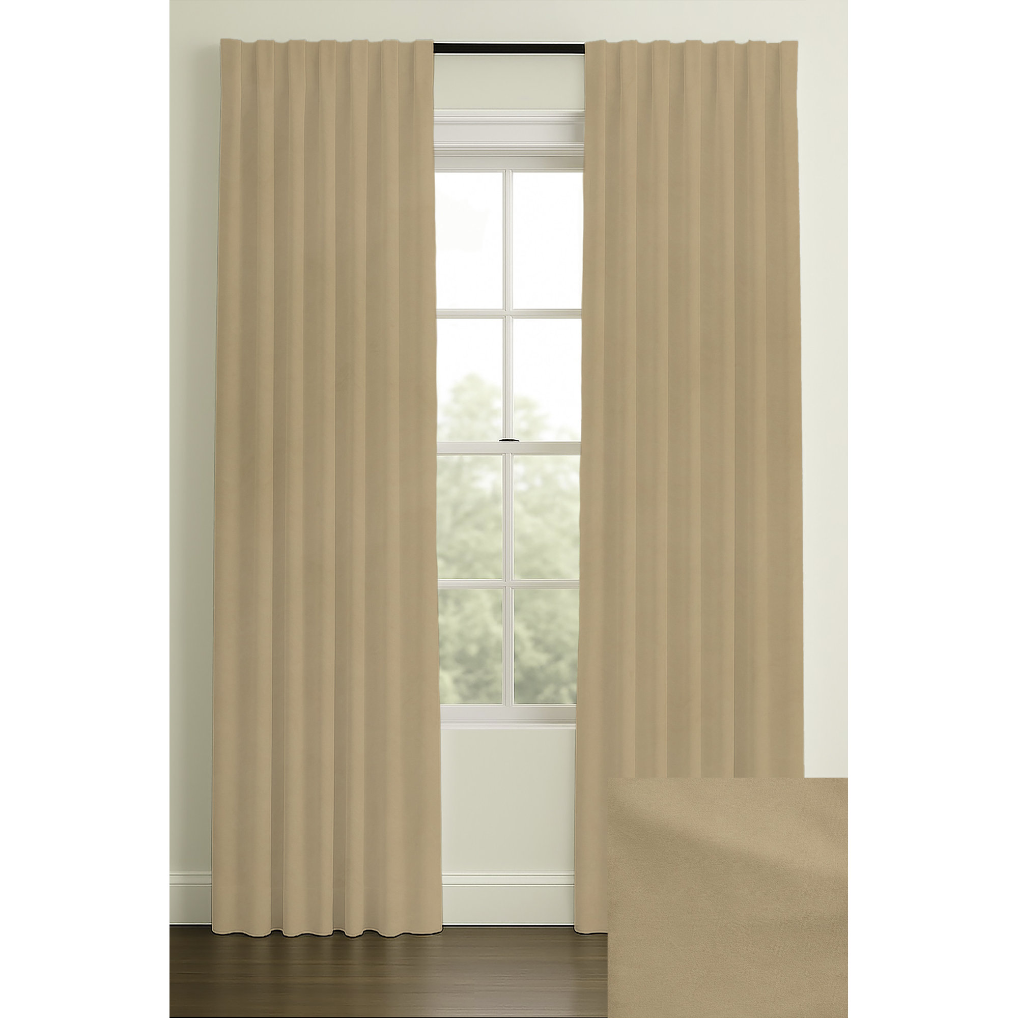 132" Inverted Pleat Room Darkening Morton Buckwheat, 50" W x 84" L, Double, Rod Pocket