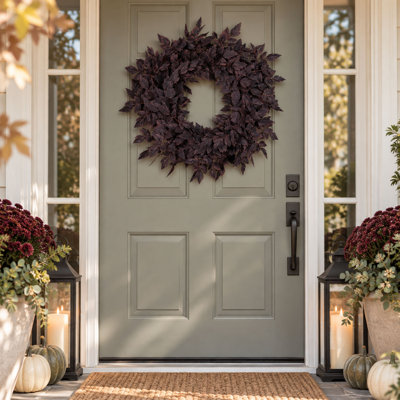 Couronne de feuilles de prunier de 61 cm (24 po) pour la décoration d'automne, d'Halloween et de l'Action de grâce
