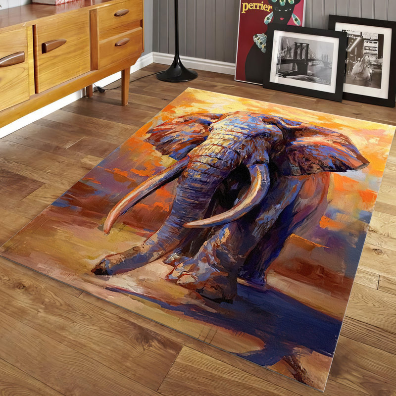 Non-Woven Soft Printed Rug Featuring an Intricate Floral Pattern in Vibrant Hues Ideal for a Stylish Modern Home