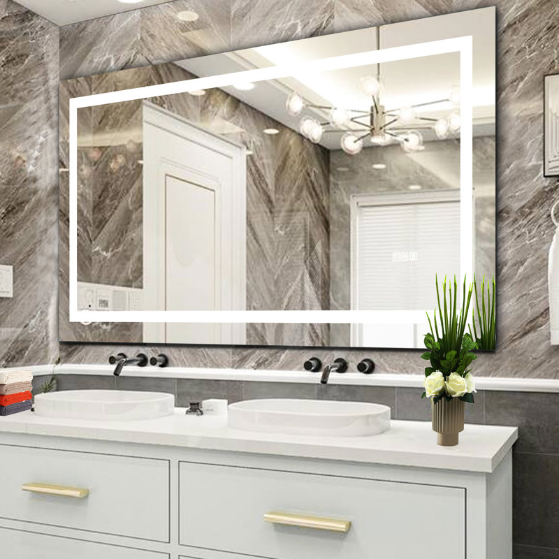 72"36" Bathroom Led Mirror - Fog, Variable Brightness, Adjustable Color Temperatures, Easy Installation For Switchable, Dimming Function, Install