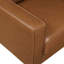 Canapé 2 pièces contemporain en similicuir brun avec coussins de dossier et d'assise fixes, rembourrage en mousse moderne sur ressorts ensachés
