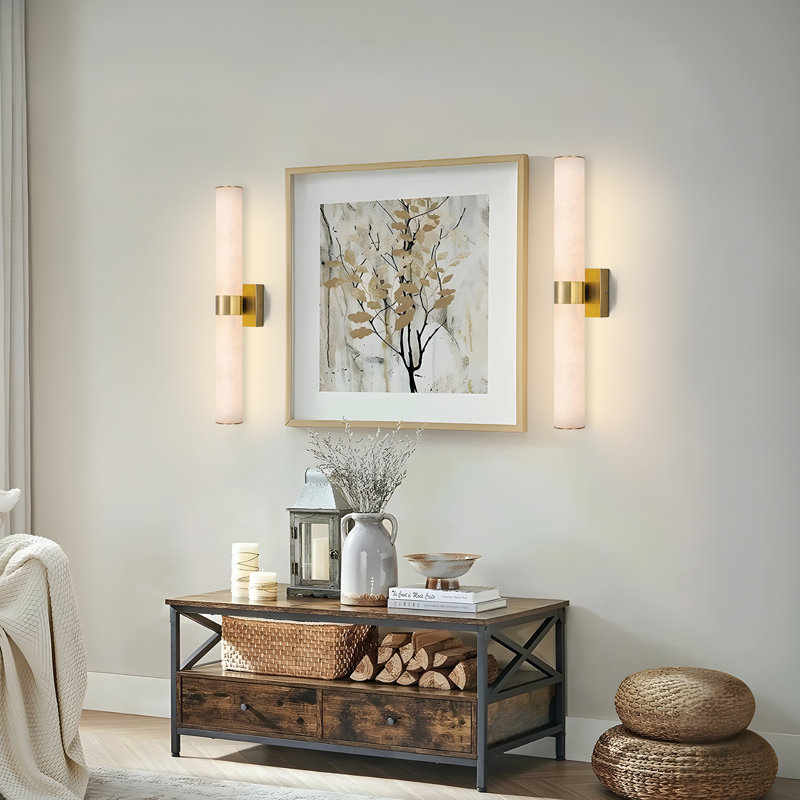 24" Alabaster Dimmable Led Cylindrical Wall Sconce