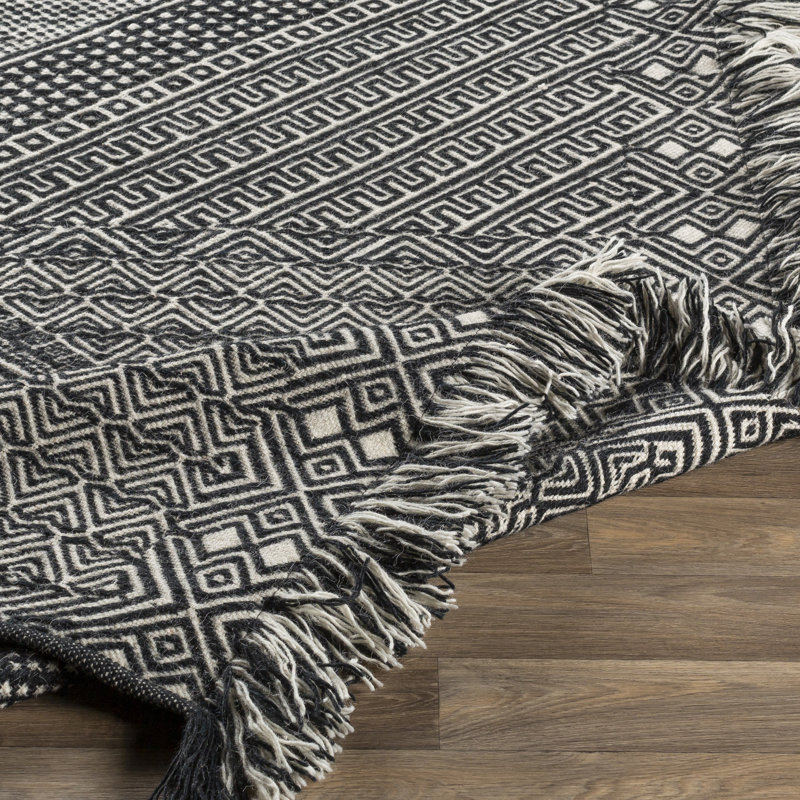 Tapis noir / ivoire Cordes, Rectangle 2 pi x 3 pi
