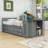 Twin Three Drawers Wood Platform Bed with Desk,Built-in Trundle and Storage Shelf-790077832