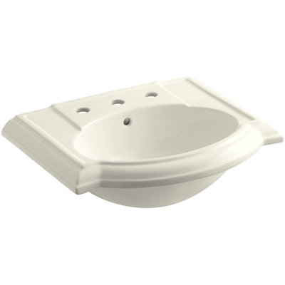 Lavabo de salle de bain piédestal en céramique avec trop-plein 24 po Devonshire