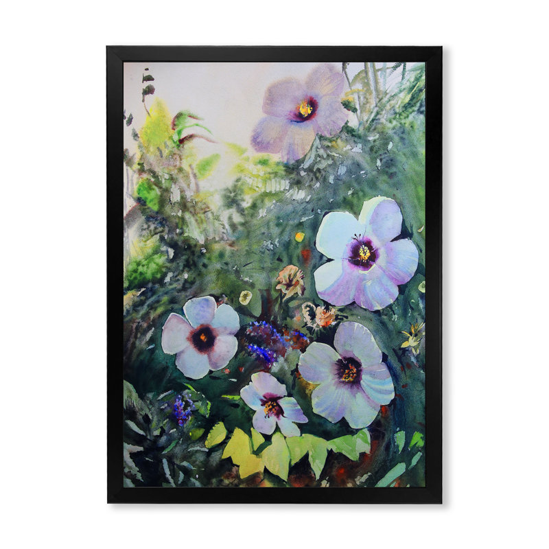 Bouquet de fleurs blanches - reproduction d'art sur toile, Cadre photo noir, H 20 po x l 12 po x P 1 po