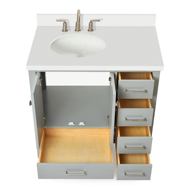 Ensemble de meuble-lavabo simple 37 po Cambridge, Gris, Oval