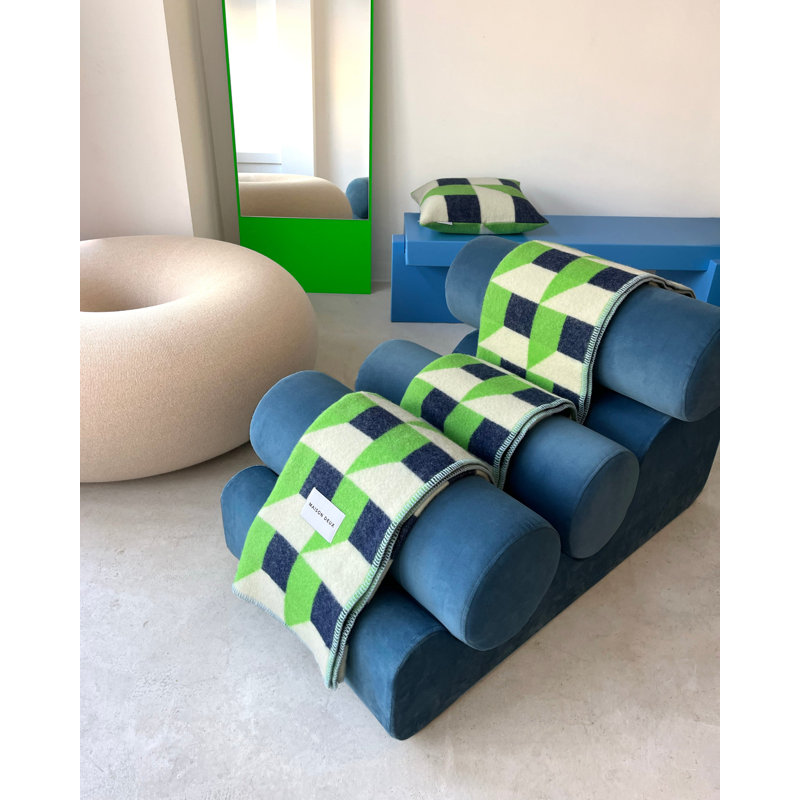 CUBICS Blanket, Dark Green/Pink