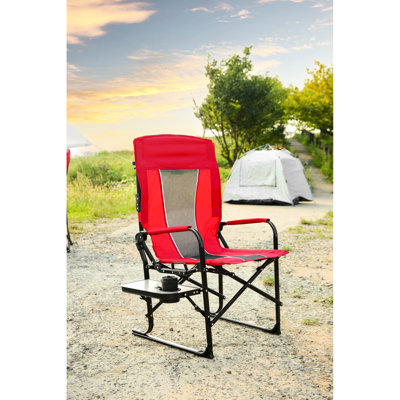 Portable Folding Camping Chair - Heavy Duty With Side Table For Backyard Red Directors Beach Lawn