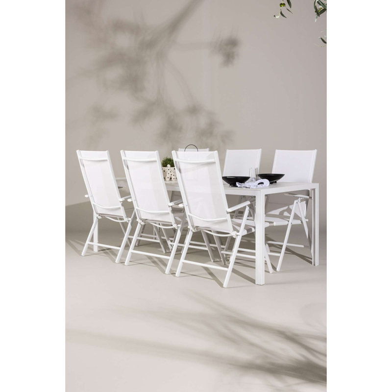 Buffum 6 - Person Solid Wood Patio Dining Set Rectangular Table
