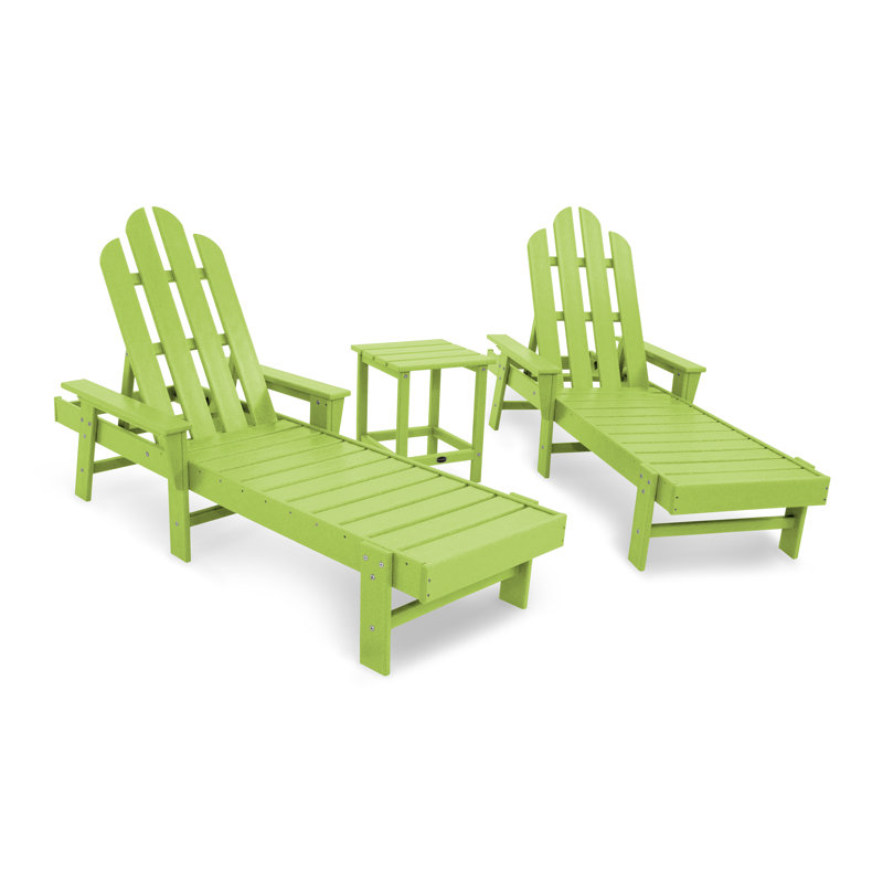 POLYWOOD Long Island Chaise 3-Piece Set, Lime