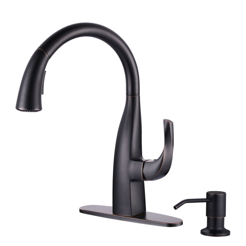 WOWOW Kitchen Faucet with Soap Dispenser, Oil Rubbed Bronze