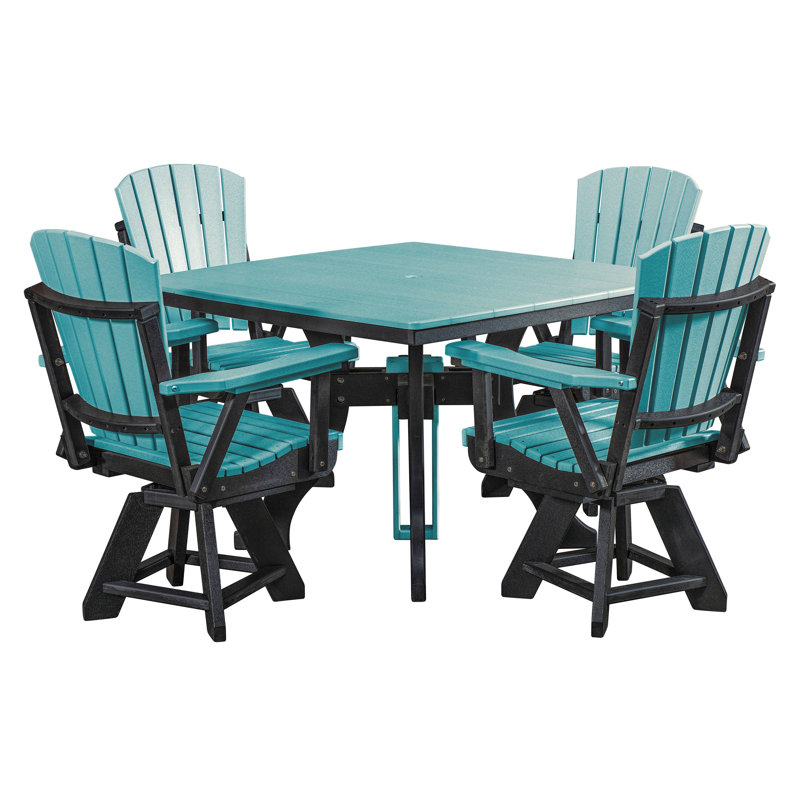 Ensemble repas d'extérieur carré 4 personnes L 44 po Alyxzander, Noir / Bleu