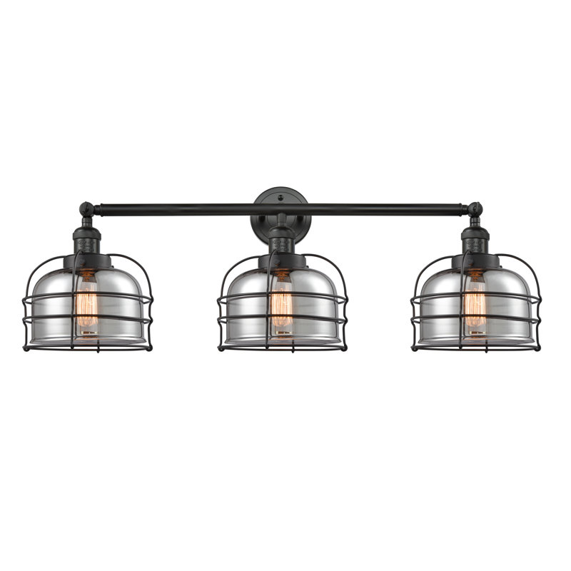 Éclairage pour meuble-lavabo à 3 lumières à intensité variable Gurtrue, Plaqué couleur fumée, Noir mat