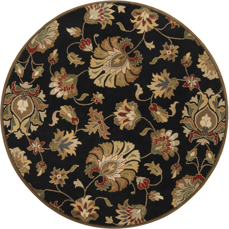 Arnedra Hand Tufted Wool Floral Indoor Rug, Round 8'