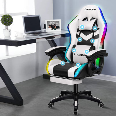 ELFORDSON Adjustable Faux Leather Swiveling PC & Racing Game Chair