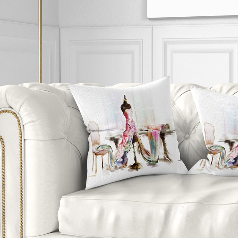 Dressed Tabletop Mannequin - Abstract Printed Pillow, 18" x 18", Throw Pillow
