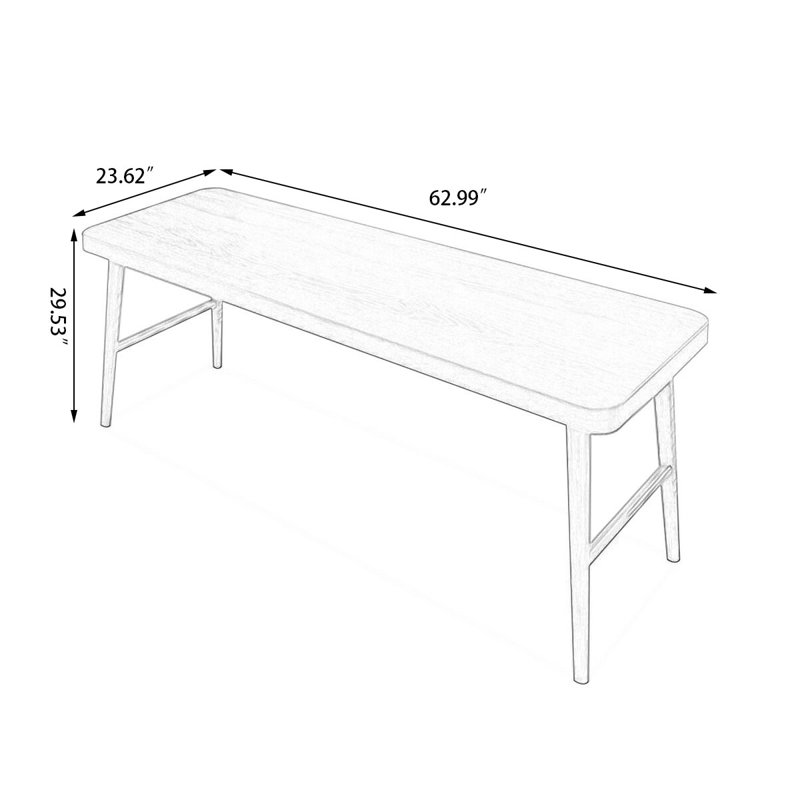Light walnut Rectangular Solid Wood desk, 29.53" H x 62.99" W x 23.62" D