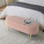 Banc de rangement repose-pieds ovale en flanelle avec pieds en métal - rose (43,5 po x 16 po x 16 po)-1948896664-1948896667
