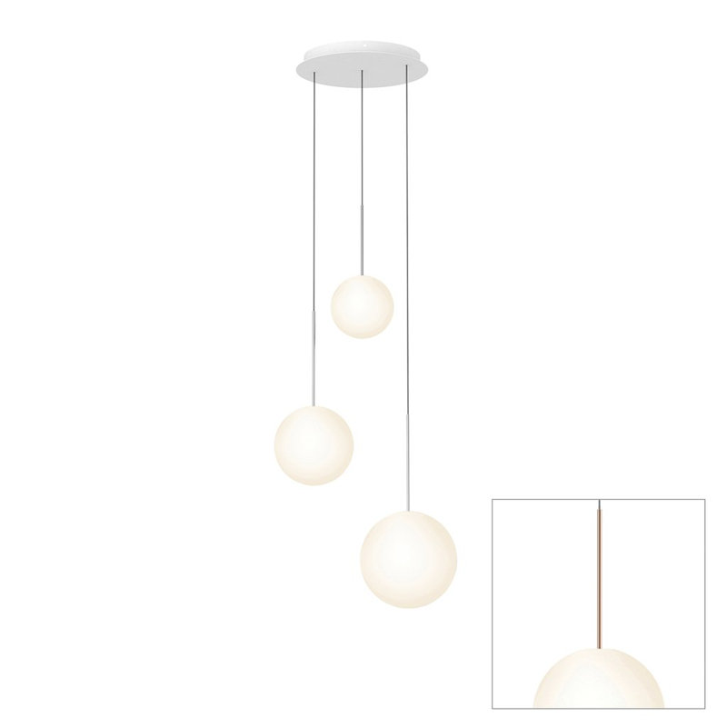 Lustre suspendu sphère Bola, Or rose, H 120,5 po x l 17 po x P 17 po